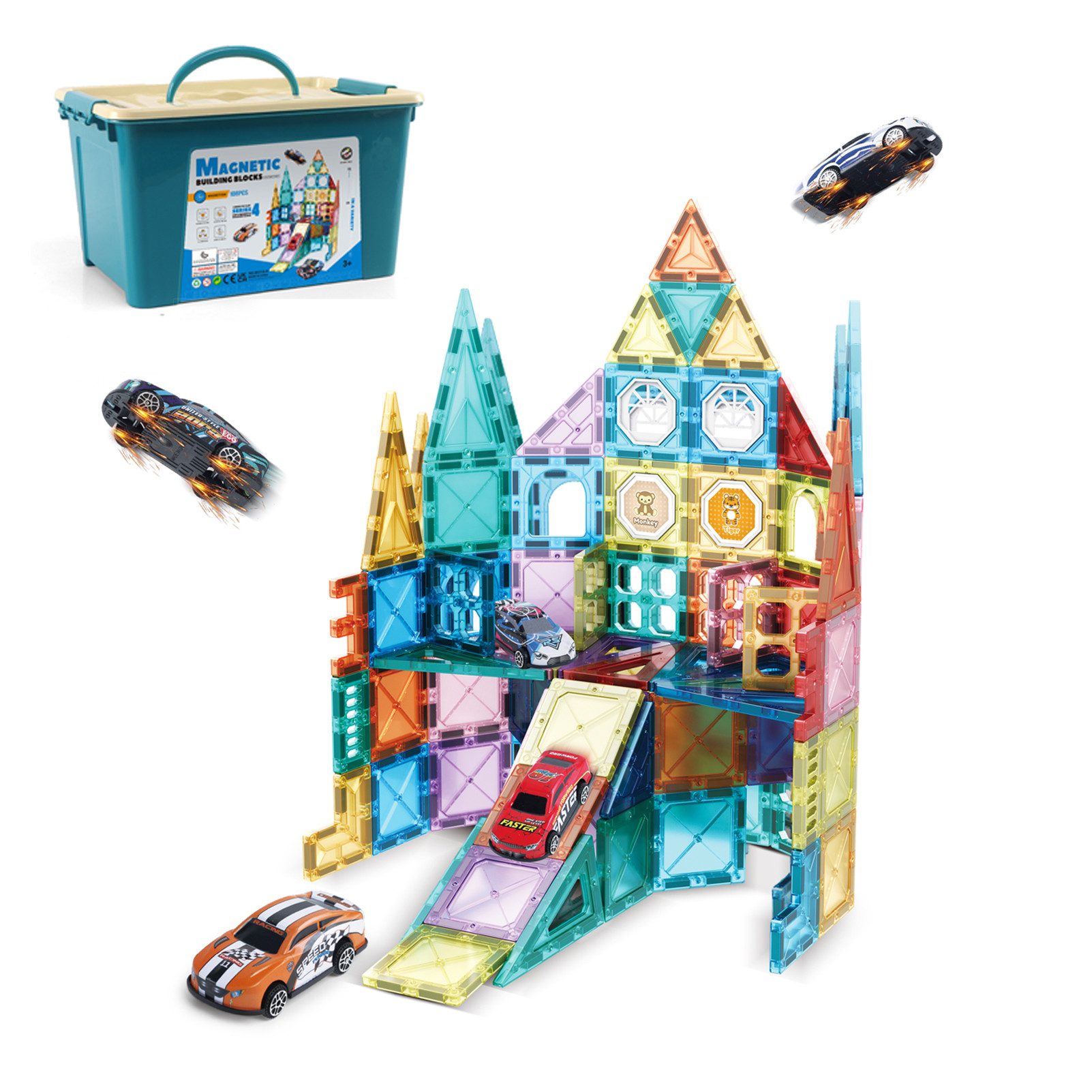 Magnetische Bausteine, 108 Teile Starker Magnet Spielzeug Kinder Magnetspielbausteine