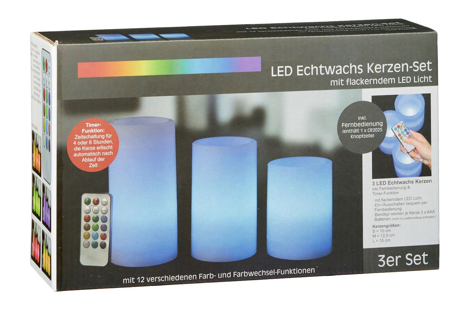 Spetebo LED-Kerze LED Echtwachskerzen Set mit Fernbedienung - 3er Se (Set, günstig online kaufen