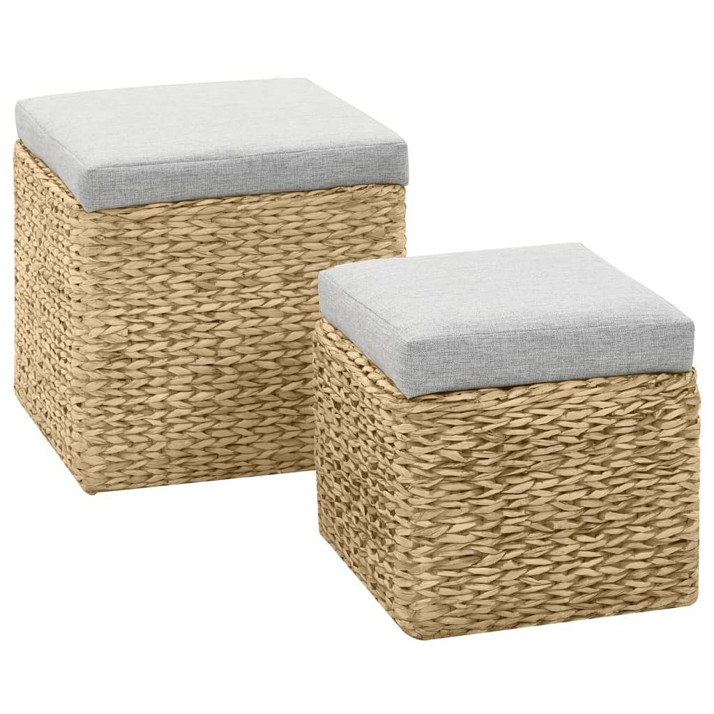 vidaXL Fußhocker, Ottoman-Set 2 Stk. Seegras Grau