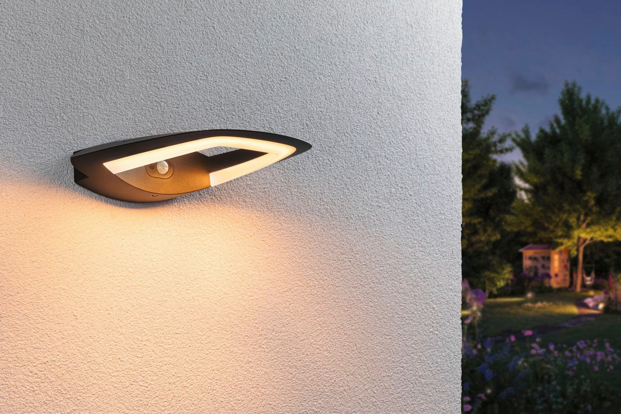 Paulmann LED Außen-Wandleuchte PIR Freindly Outdoor Akena fest Insect LED 230V anthrazit, integriert, Insektenfreundlich