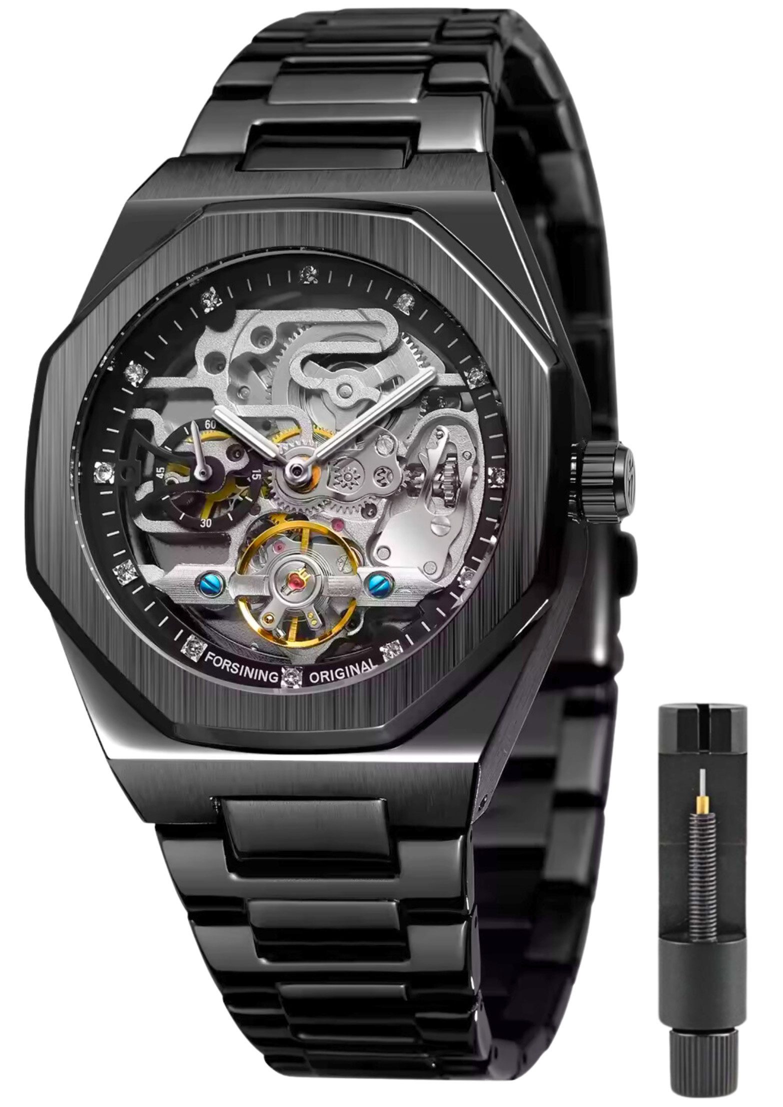 Automatikuhr Mechanische Herren Uhr Skelett Edelstahl Herrenuhr
