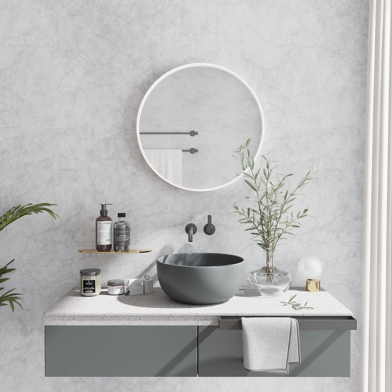 Dripex Wandspiegel Rund Wandspiegel dekorativer Spiegel Schminkspiegel günstig online kaufen