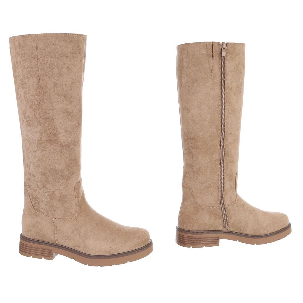 Ital-Design Damen Chelsea Boot mit Blockabsatz und Elastikeinsatz Stiefel (92355278) Blockabsatz Flache Stiefel in Hellbraun – Bild 4 von 5