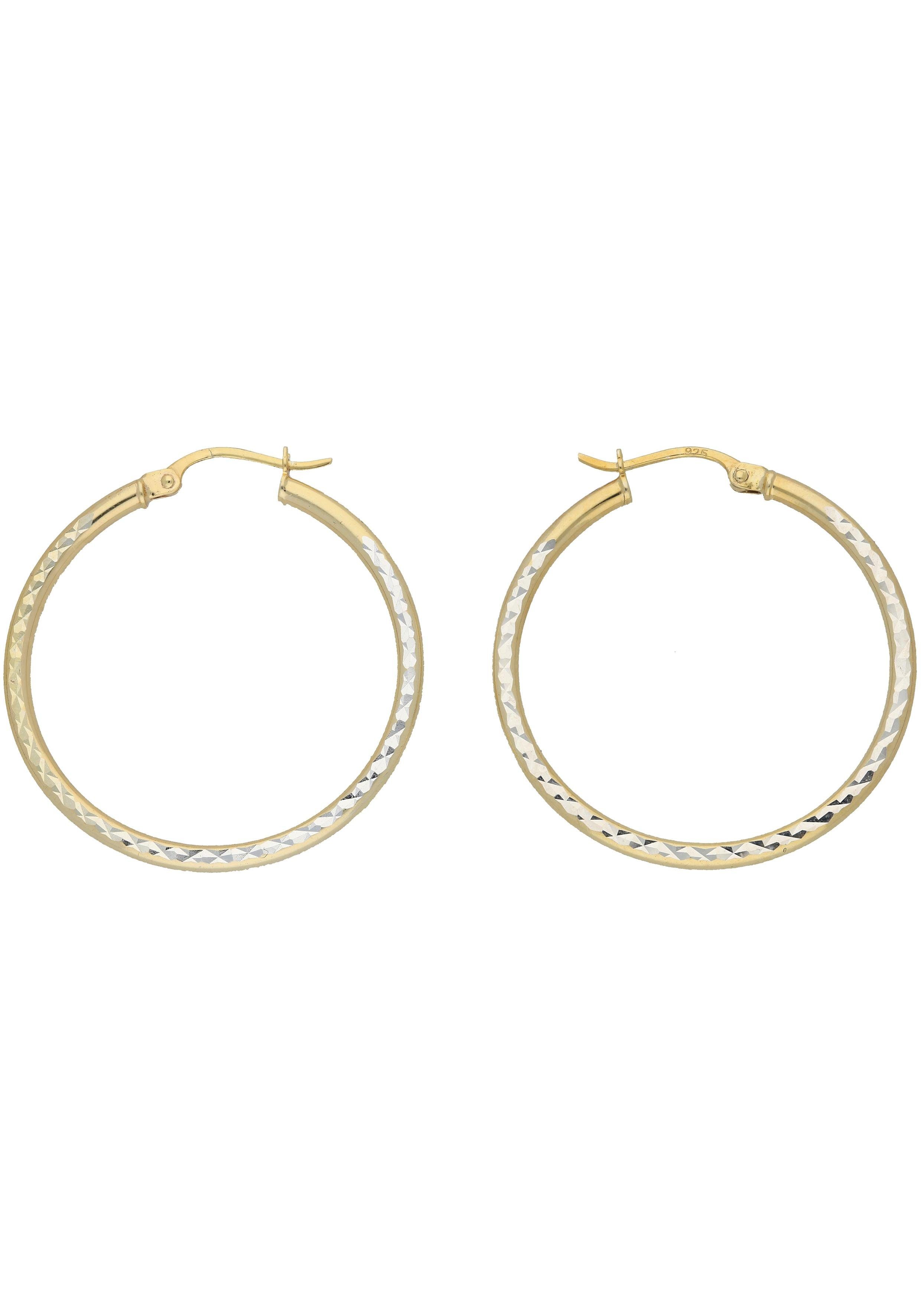 Firetti Paar Creolen Schmuck Geschenk Silber 925 diamantiert Bicolor Optik