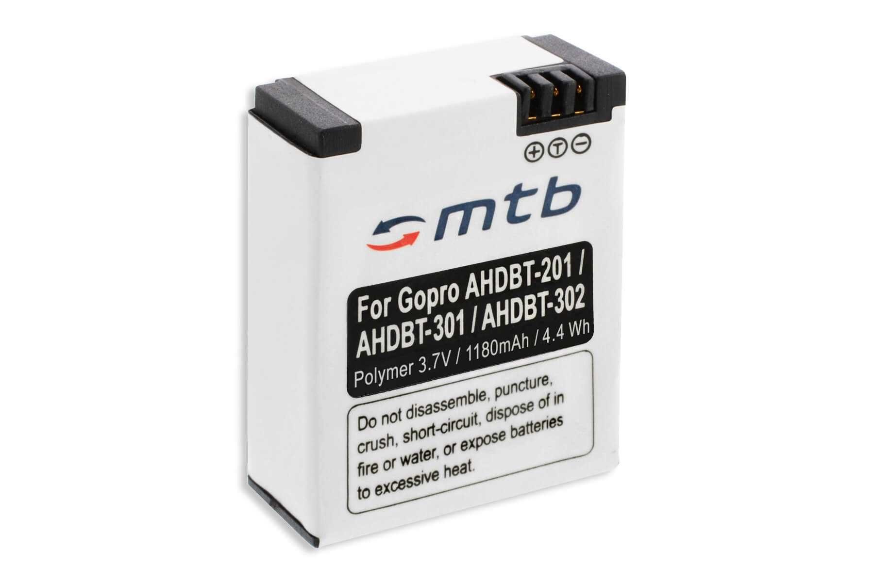 mtb more energy [BAT-407 - Li-Pol] Kamera-Akku kompatibel mit Akku-Typ  AHDBT-301 Gopro 3+ (Polymerzelle) 1180 mAh (3,7 V), passend für: GoPro  Hero3 & Hero3+ Black, White, Silver Edition, …