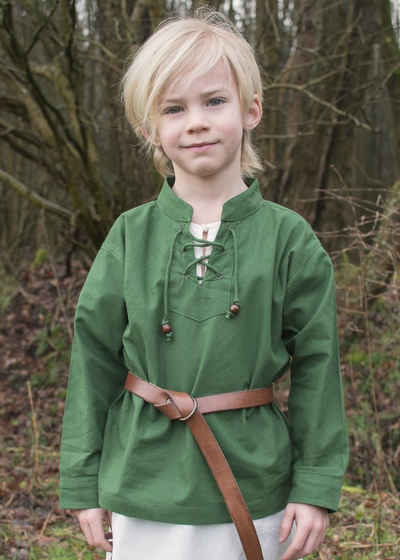Battle Merchant Ritter-Kostüm Kinder Mittelalter-Hemd Colin, mit Schnürung, grün, Gr. 146