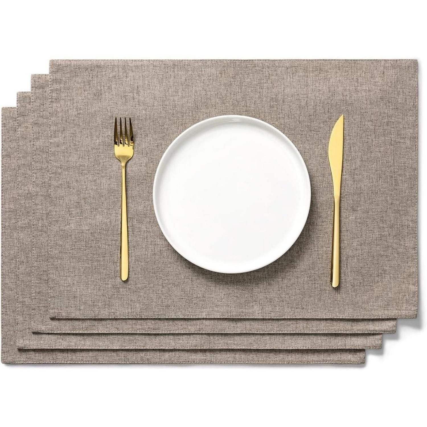 LuxusKollektion Platzset Tischset Platzdeckchen Stoff braun 4er Cd-21 4er Set