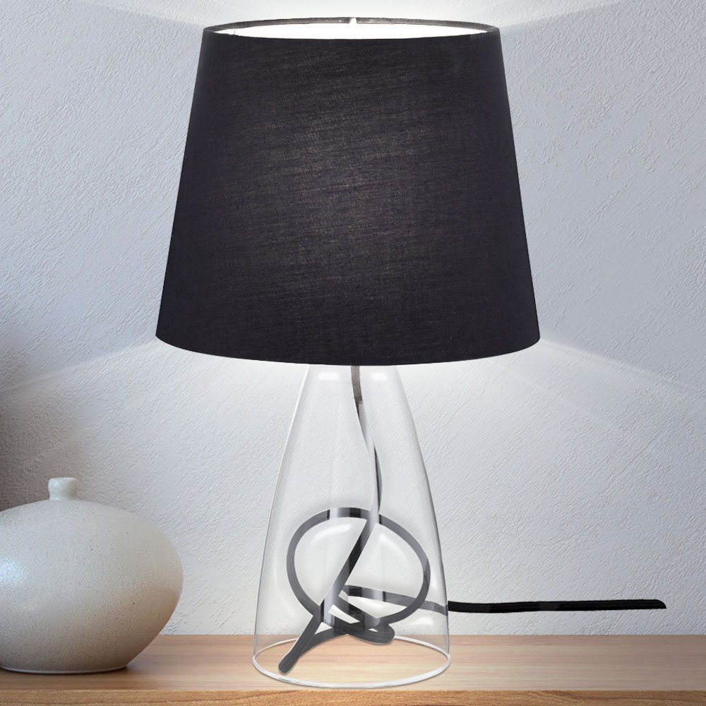 WOFI Tischleuchte, Leuchtmittel nicht inklusive, Tisch Lese Büro Lampe Leuchte Textil Schirm schwarz Action