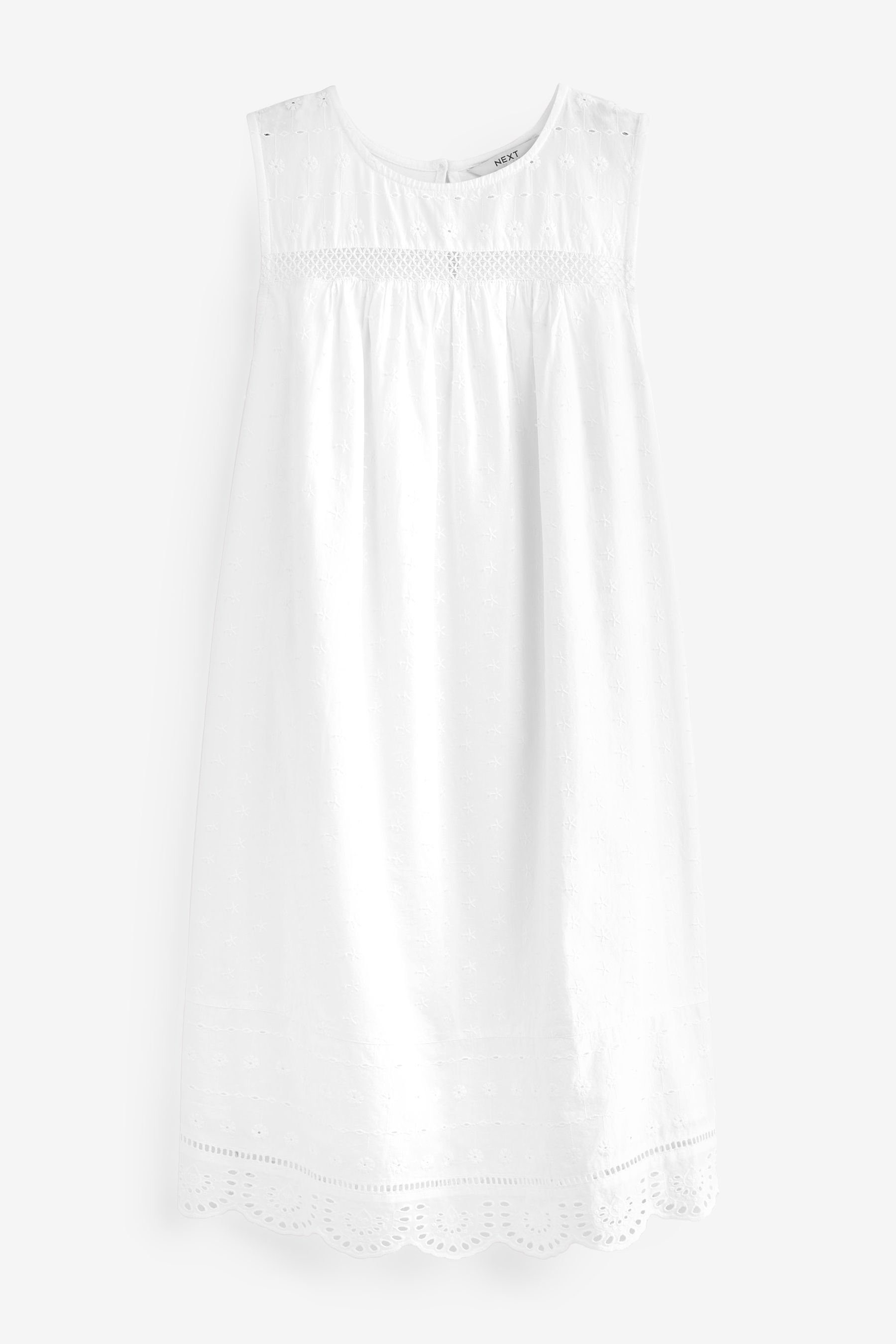 Next Minikleid Ärmelloses Minikleid mit Lochstickerei, Kurzgröße (1-tlg)