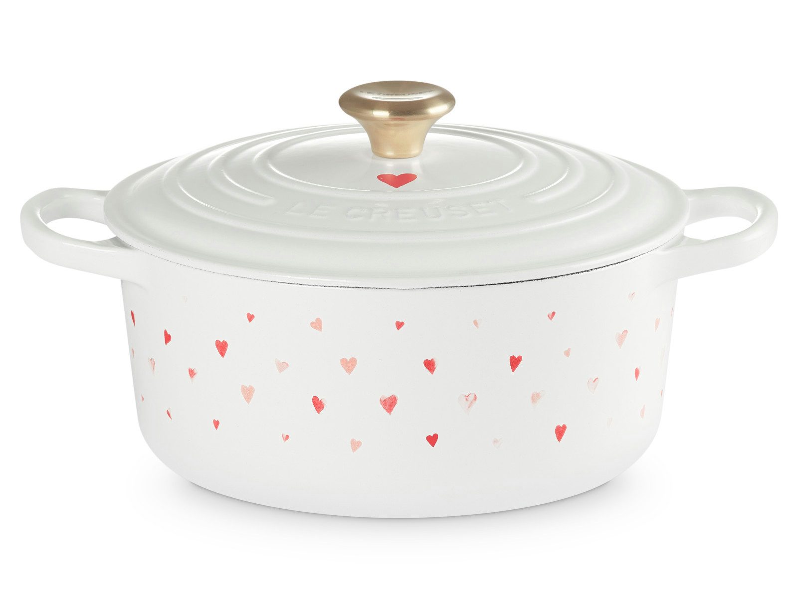 LE CREUSET Bräter Bräter Signature rund hearts 22cm, Emailliertes Gusseisen