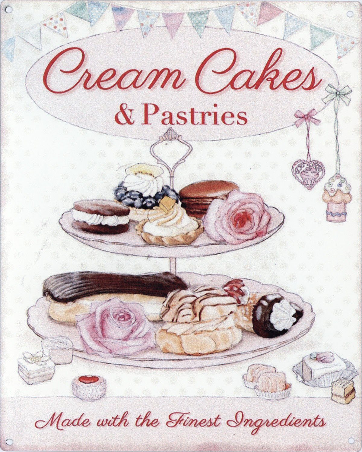 Moritz Metallschild Blechschild Cream Cakes Kuchen, (Einzeln), 20 x 25cm Vintage Retro Deko Schild Metallschild Wandbild Schild