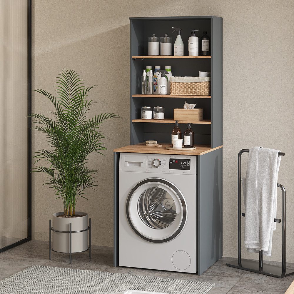 Vicco Waschmaschinenumbauschrank Viktor, Anthrazit/Goldkraft Eiche/Goldkraf günstig online kaufen