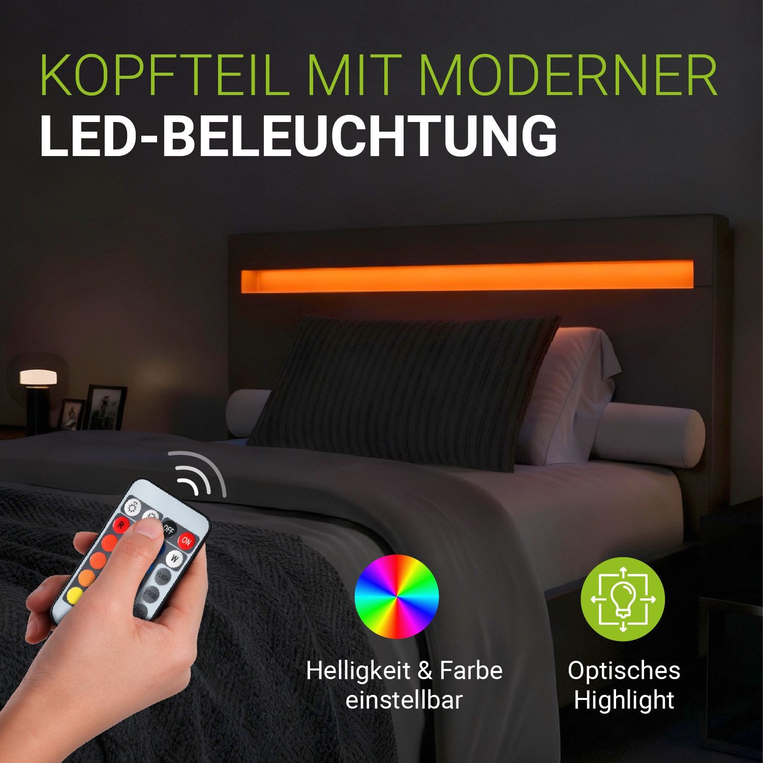 Juskys Polsterbett Paris, 90x200 cm, Kunstleder, hohes Kopfteil, robustes B günstig online kaufen