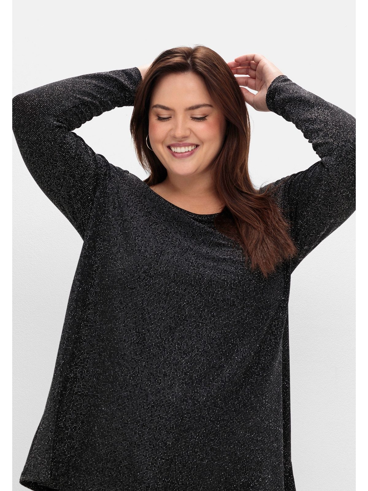 Sheego Longshirt Große Größen mit Glitzereffekt, in A-Linie