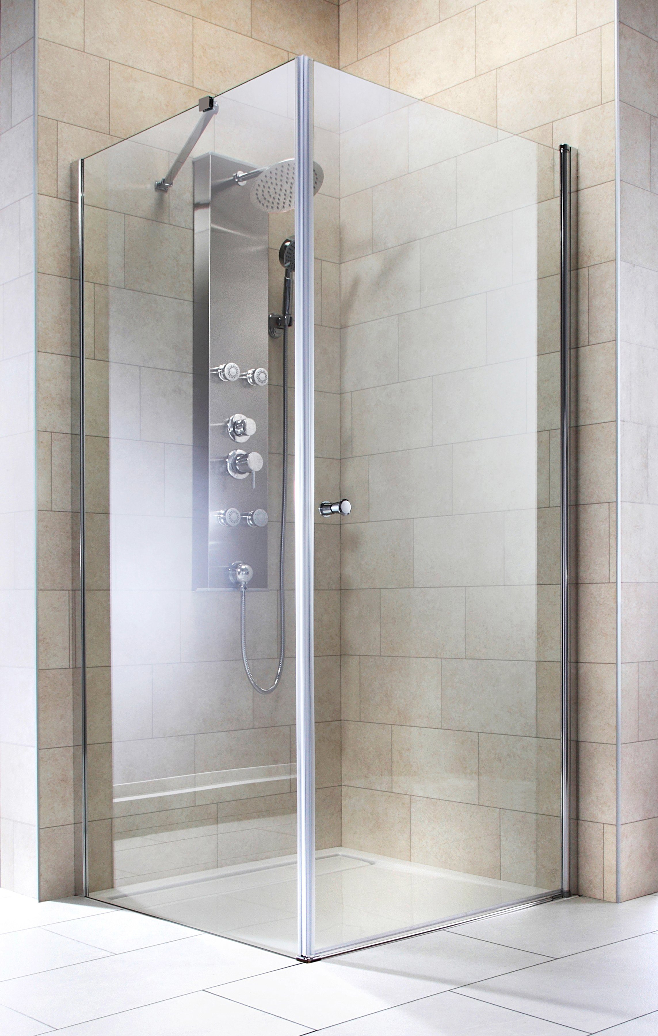 welltime corner shower Florence, WxD: 80x80 cm, safety glass, lift-and-lower mechanism, barrier-free installation, with pivot doors