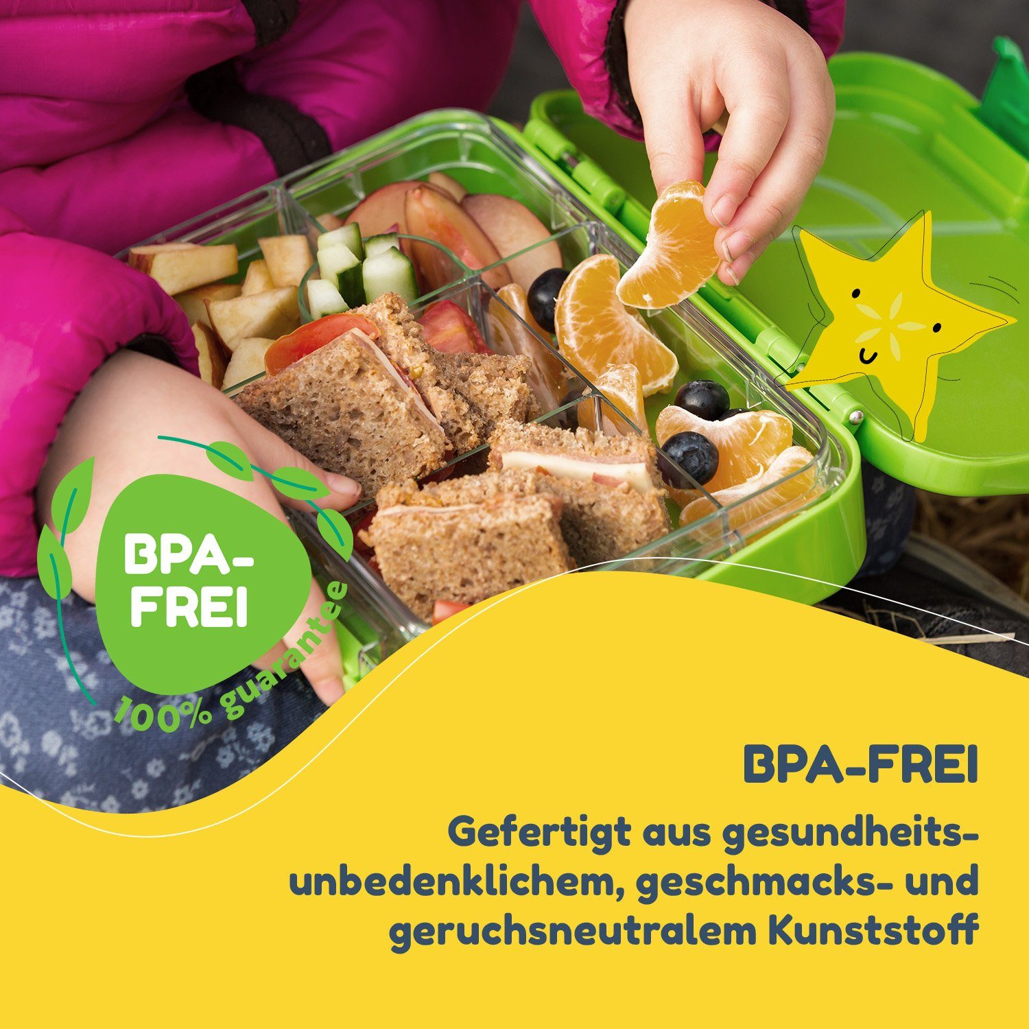 junior Klarstein Grün Kunststoff schmatzfatz Lunchbox, Frischhaltedose
