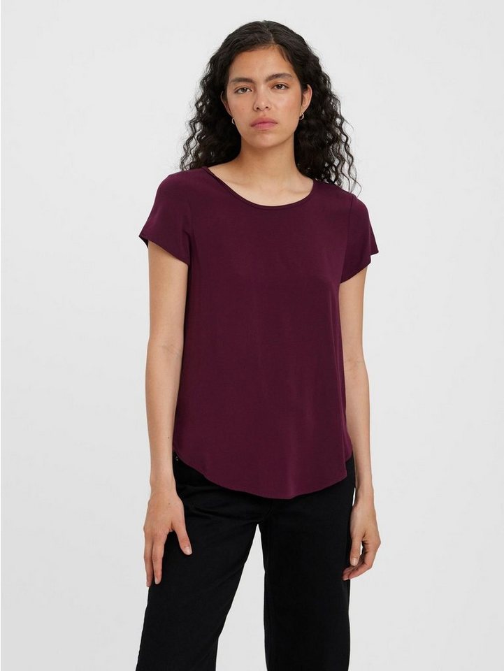 Vero Moda T-Shirt Langes Basic T-Shirt Kurzarm Top Einfarbiges Oberteil  VMBECCA 4850 in Braun-2, Ein rundum gelungenes Teil VMBECCA PLAIN SS TOP  WVN NOOS - 10248152 in Braun-2