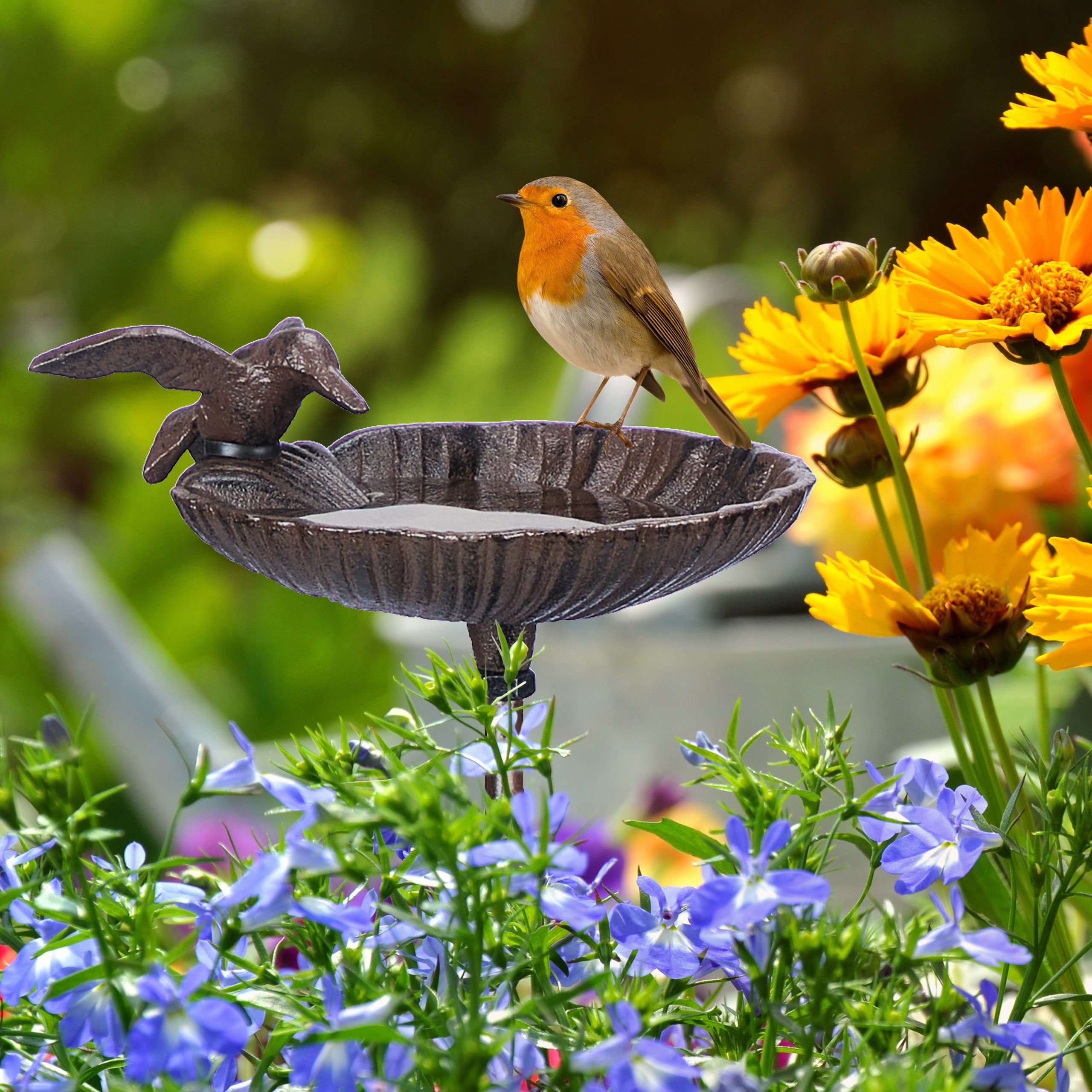 relaxdays Vogeltränke mit Erdspieß aus Gusseise