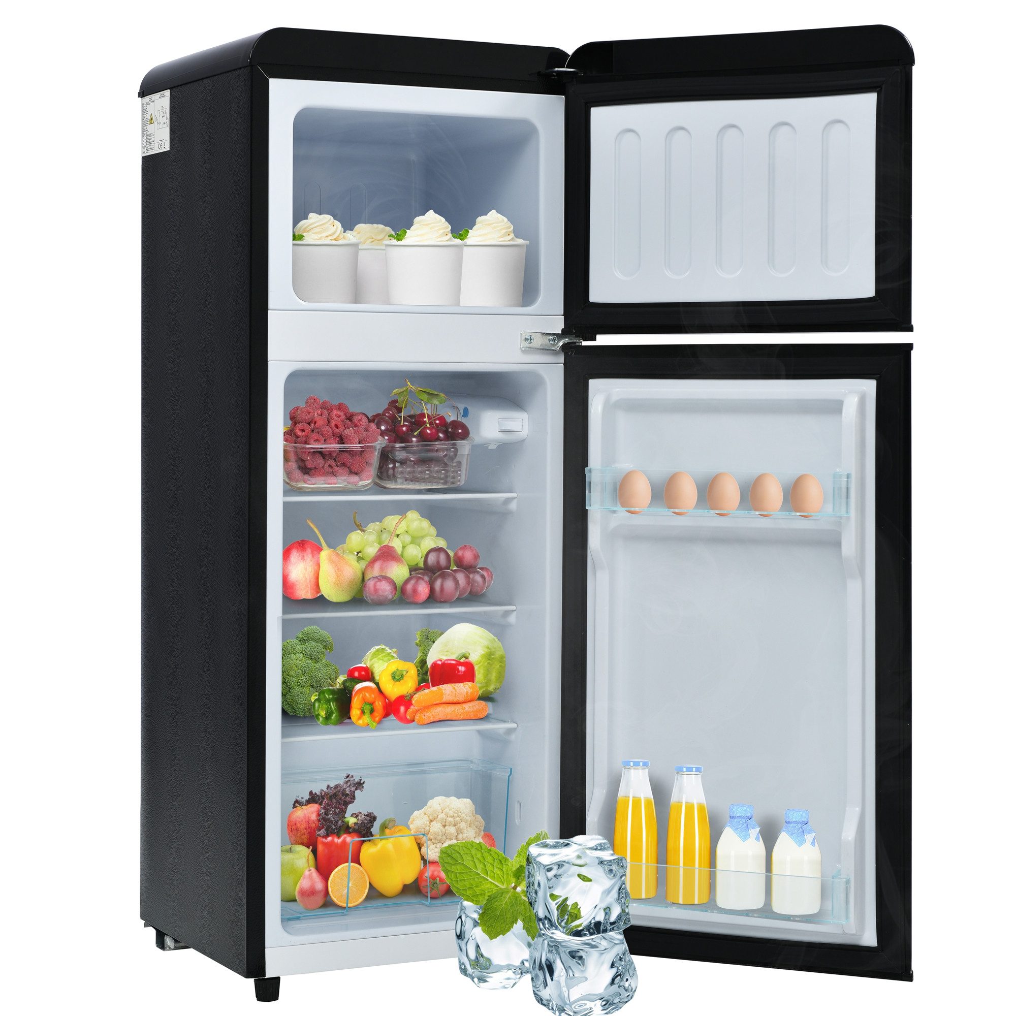 Blossom Kühlschrank BCD-102A, 105.5 cm hoch, 41 cm breit, Mini Kühlschrank Freistehend, Doppeltür Kühlschrank, 28L Gefrierfach