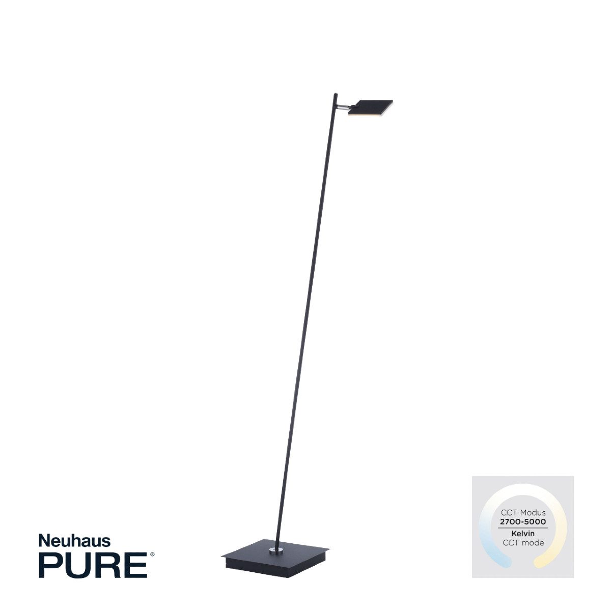 Paul Neuhaus LED Stehlampe Pure-Mira, LED fest integriert, Warmweiß-Kaltweiß, dimmbar, Farbsteuerung, Memory-Funktion, verstellbar, Fernbedienung
