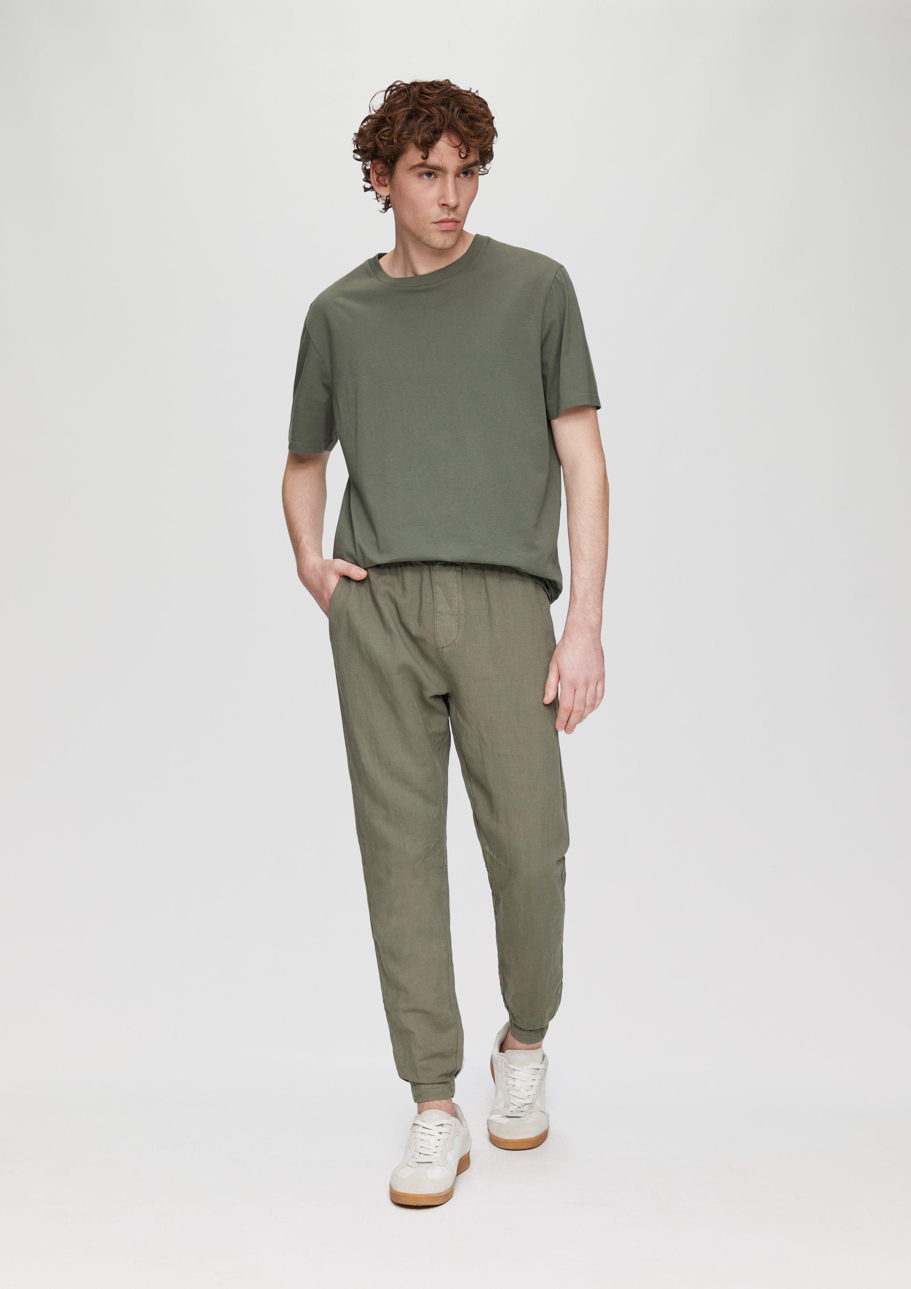 Stoffhose Jogpants aus Leinenmix mit Tunnelzug und Eingrifftaschen