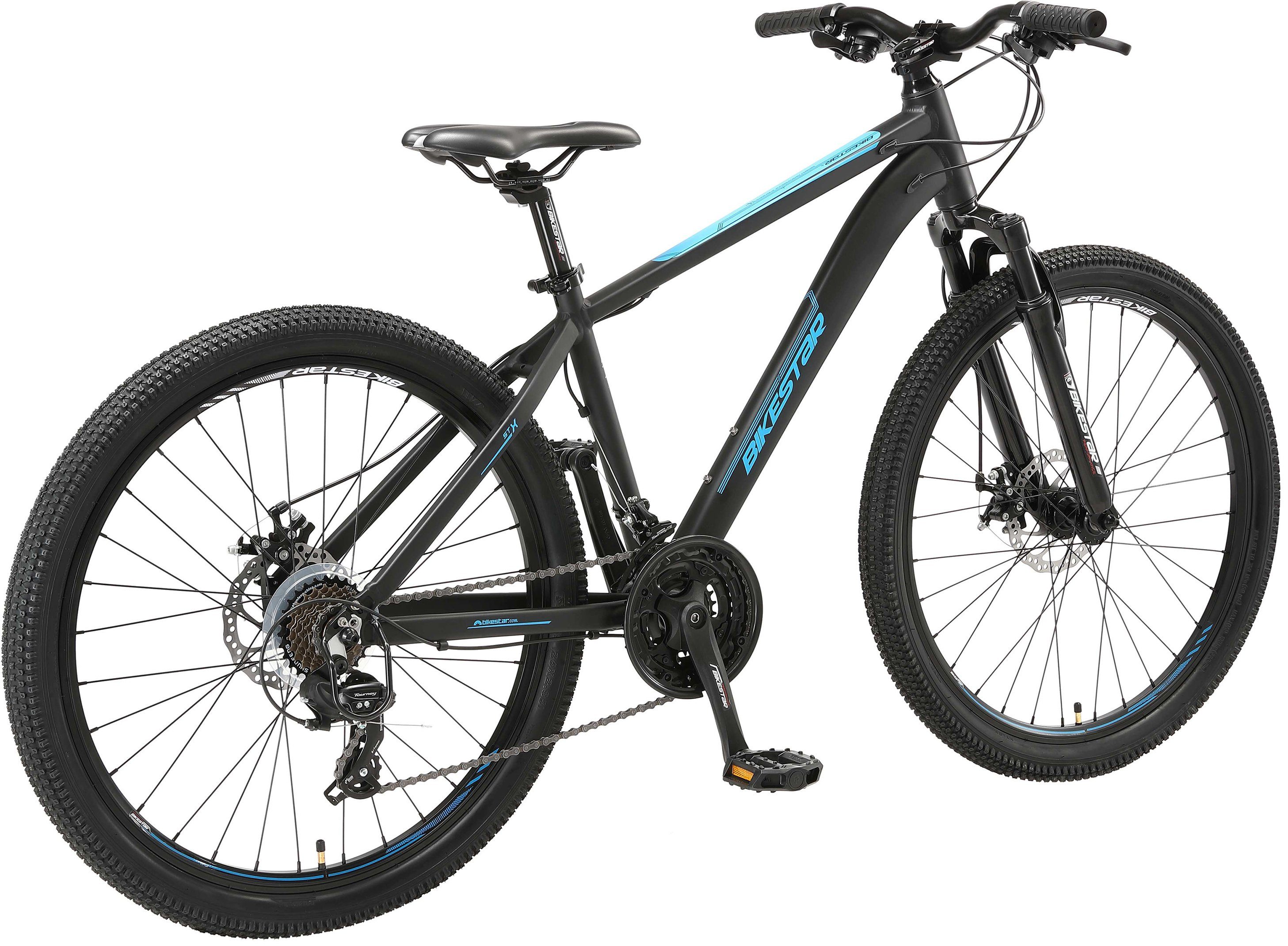 Bikestar Mountainbike, 21 Gang Shimano RD-TY300 Schaltwerk, Kettenschaltung, für Damen und Herren, Kettenschaltung