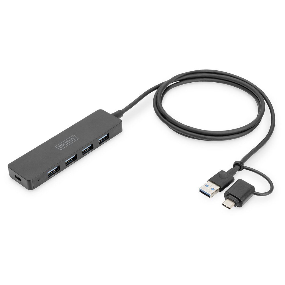 USB-Verteiler Digitus DA-70236 4 Port USB 3.0-Hub mit USB-C® Stecker Schwarz