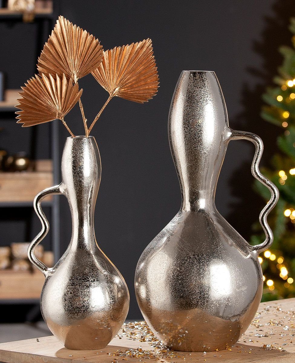 Vase Dekoobjekt Verfügbar GILDE Zwe Moderny Aluminium Vase, - in Silberfarbene Elegante