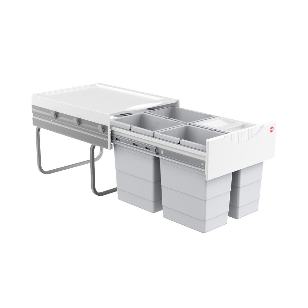 Hailo Einbaumülleimer Hailo Abfallsammler 3643141 TR Swing Raumspar-Tandem 4x 8,5 Liter