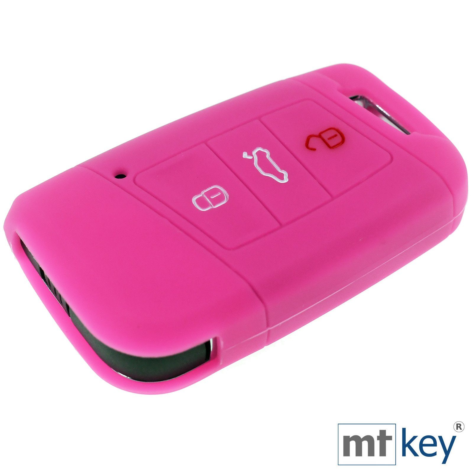 Pink, SMARTKEY für Schlüsseltasche B8 Passat Kodiaq mt-key KEYLESS Softcase 3 VW Tasten Arteon Autoschlüssel Skoda Schutzhülle Silikon