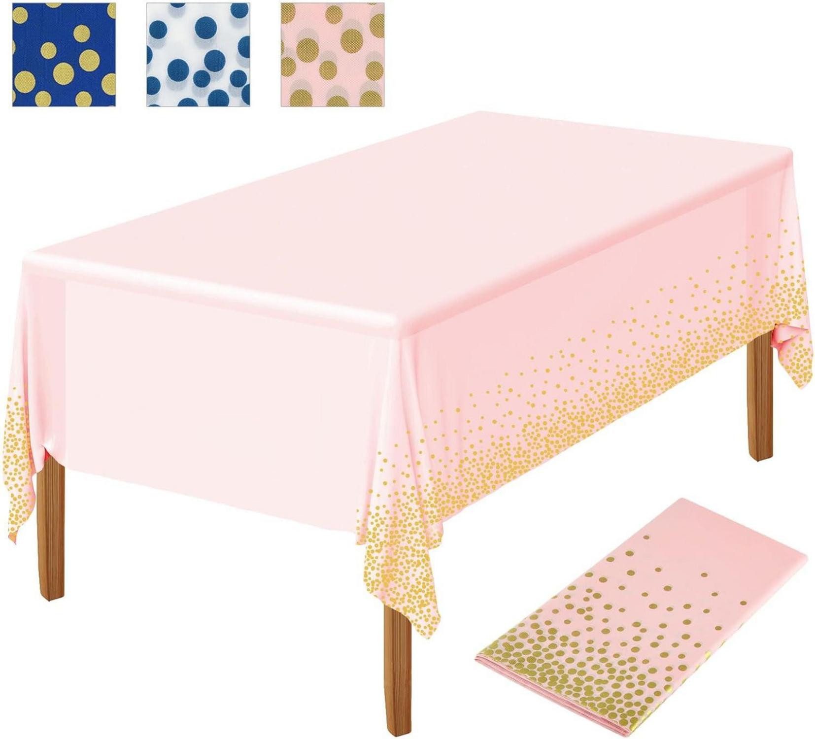 Tischdecke Blaue Partytischdecke mit goldenen Punkten 137 x 274 cm_PEER2021