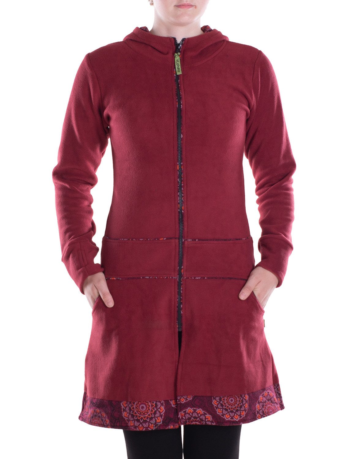 Vishes Kapuzenfleecejacke Damen lange Fleecejacke Hippiemantel Übergangsjacke Kapuze Hippie, Hoodie Style, Alternative Bekleidung