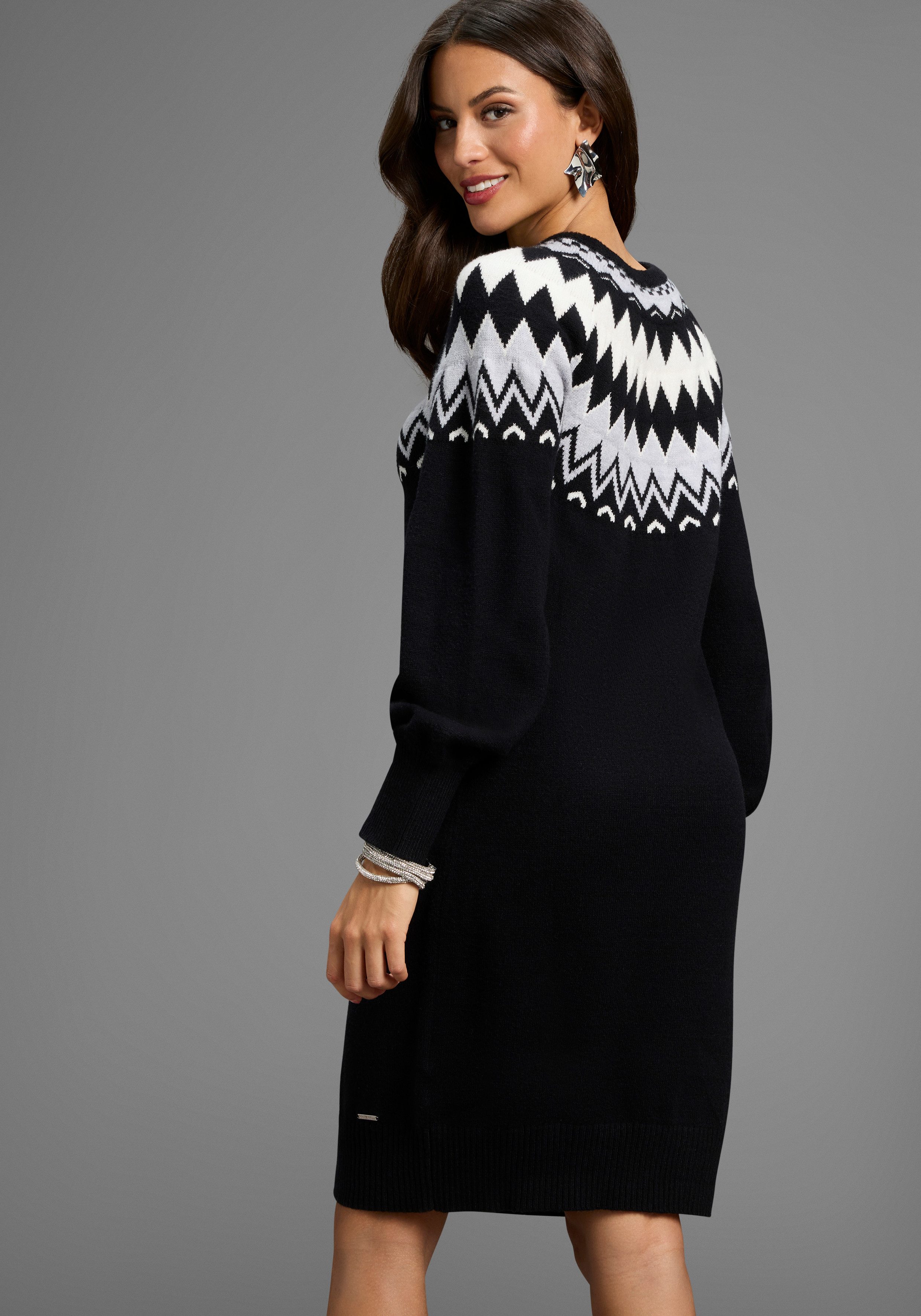 Laura Scott Strickkleid mit kuscheligem Norwegermuster günstig online kaufen