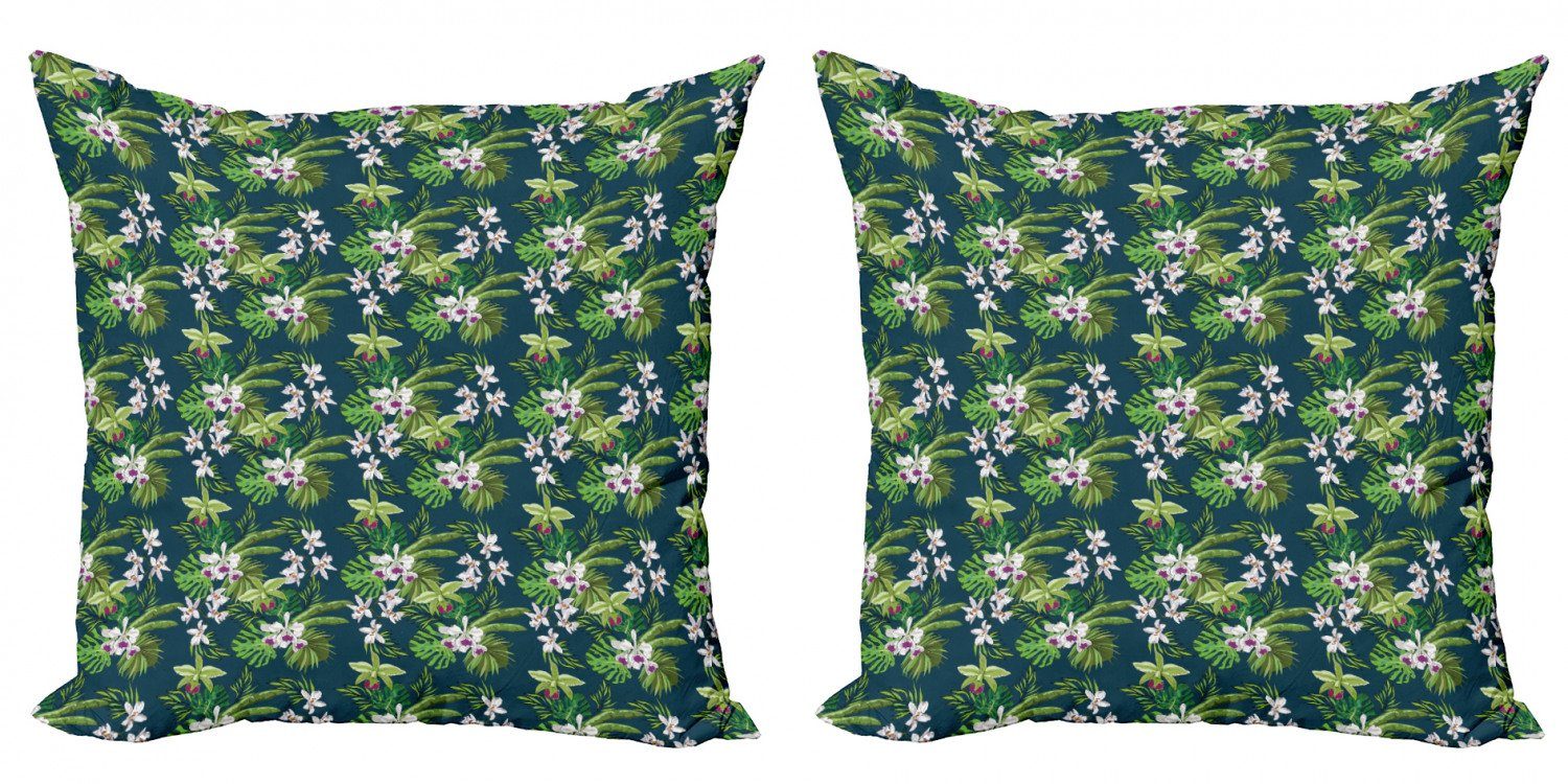 Kissenbezüge Modern Accent Doppelseitiger Digitaldruck, Abakuhaus (2 Stück), Orchideen Banana Leaf Island Jungle