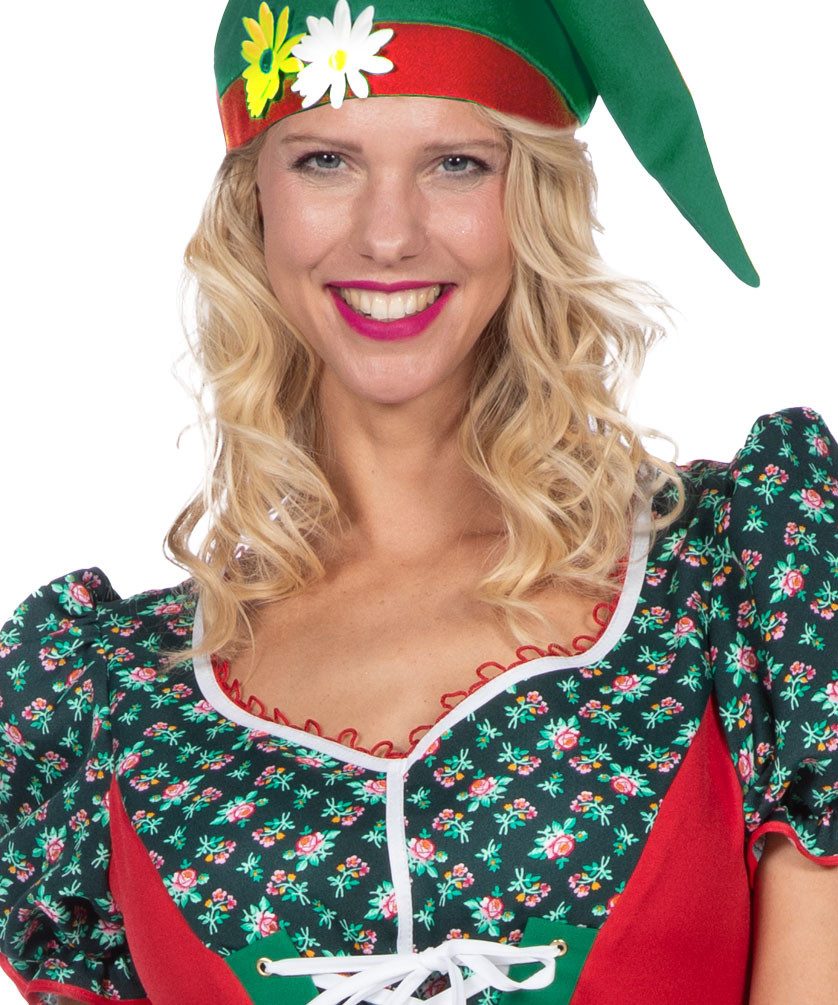 Karneval-Klamotten Kostüm Zwerg Damen Gartenzwerg lang rot hochwertig, Zwergenkostüm Zwergin Damenkostüm Wichtel Märchen sieben Zwerge Kobold
