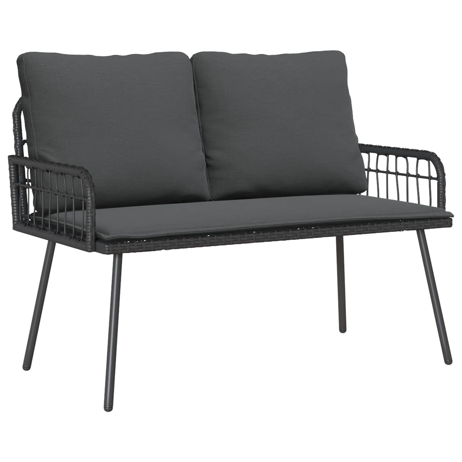 vidaXL Sitzgruppe vidaXL Gartenbank mit Kissen Anthrazit 114 x 64 x 90cm Stahl
