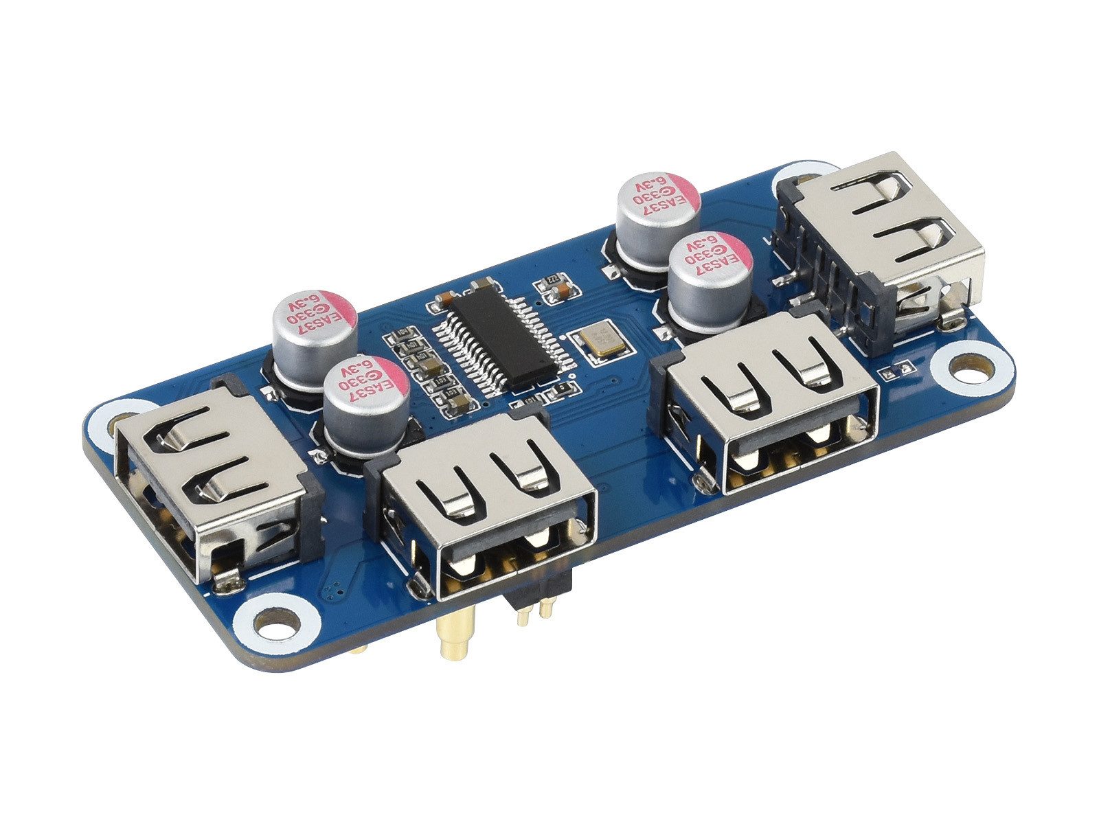 Waveshare USB HUB HAT B für Raspberry Pi, 4x USB 2.0 Ports, Pogo-Pin, Mini-PC Barebone
