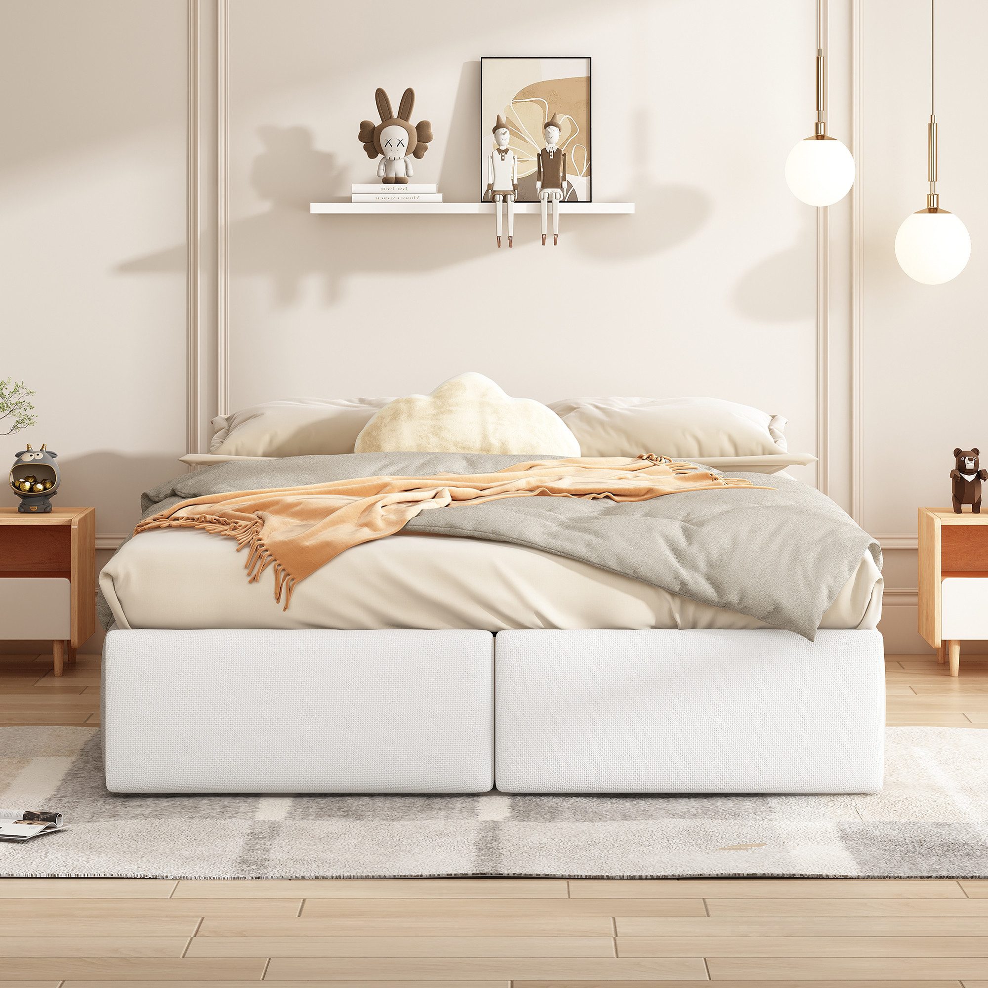 MODFU Polsterbett Plattformbett Flachbett Stauraumbett Doppelbett Kinderbet günstig online kaufen