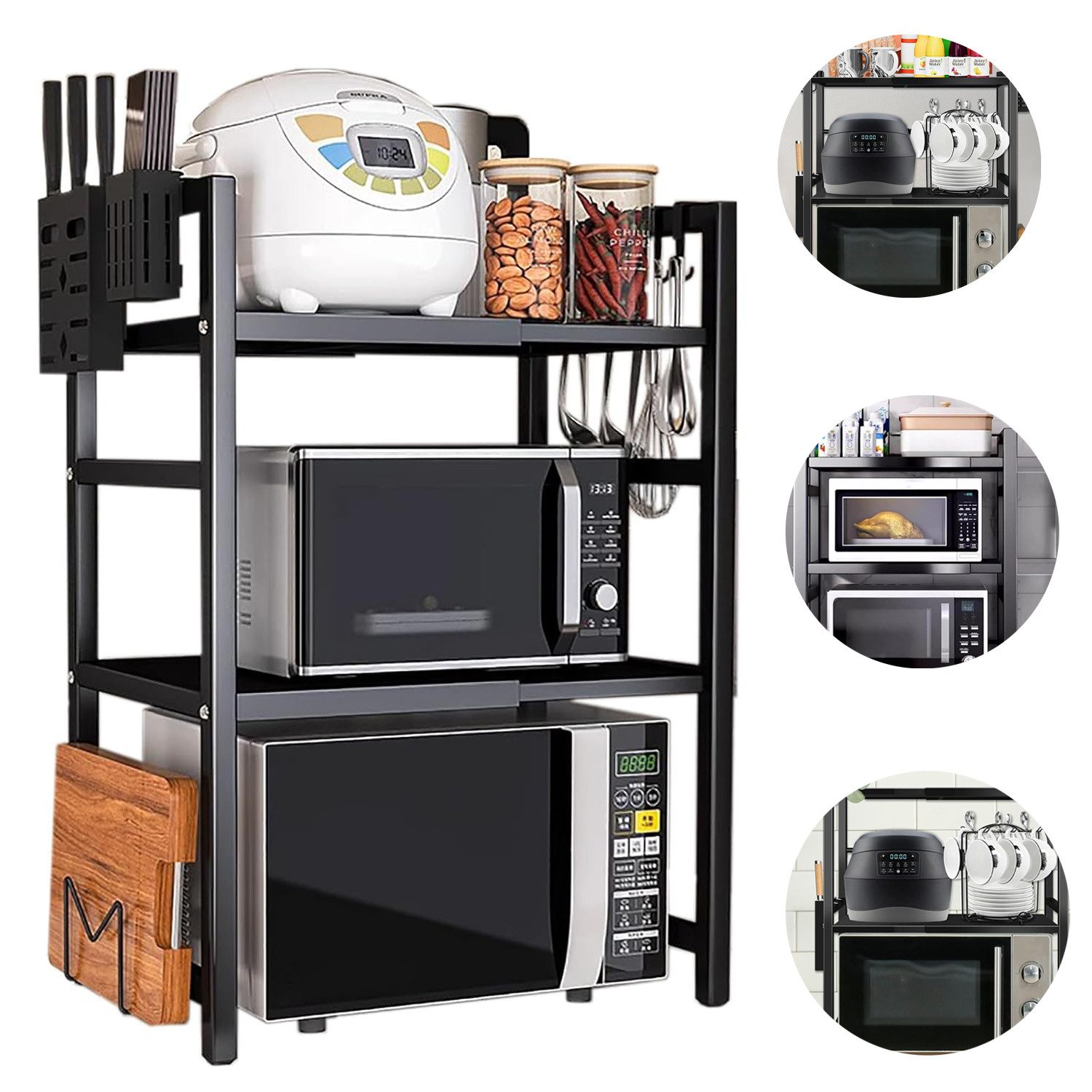 STILVORA Küchenregal Erweiterbares Mikrowellenständer Standregal Gewürzrega günstig online kaufen