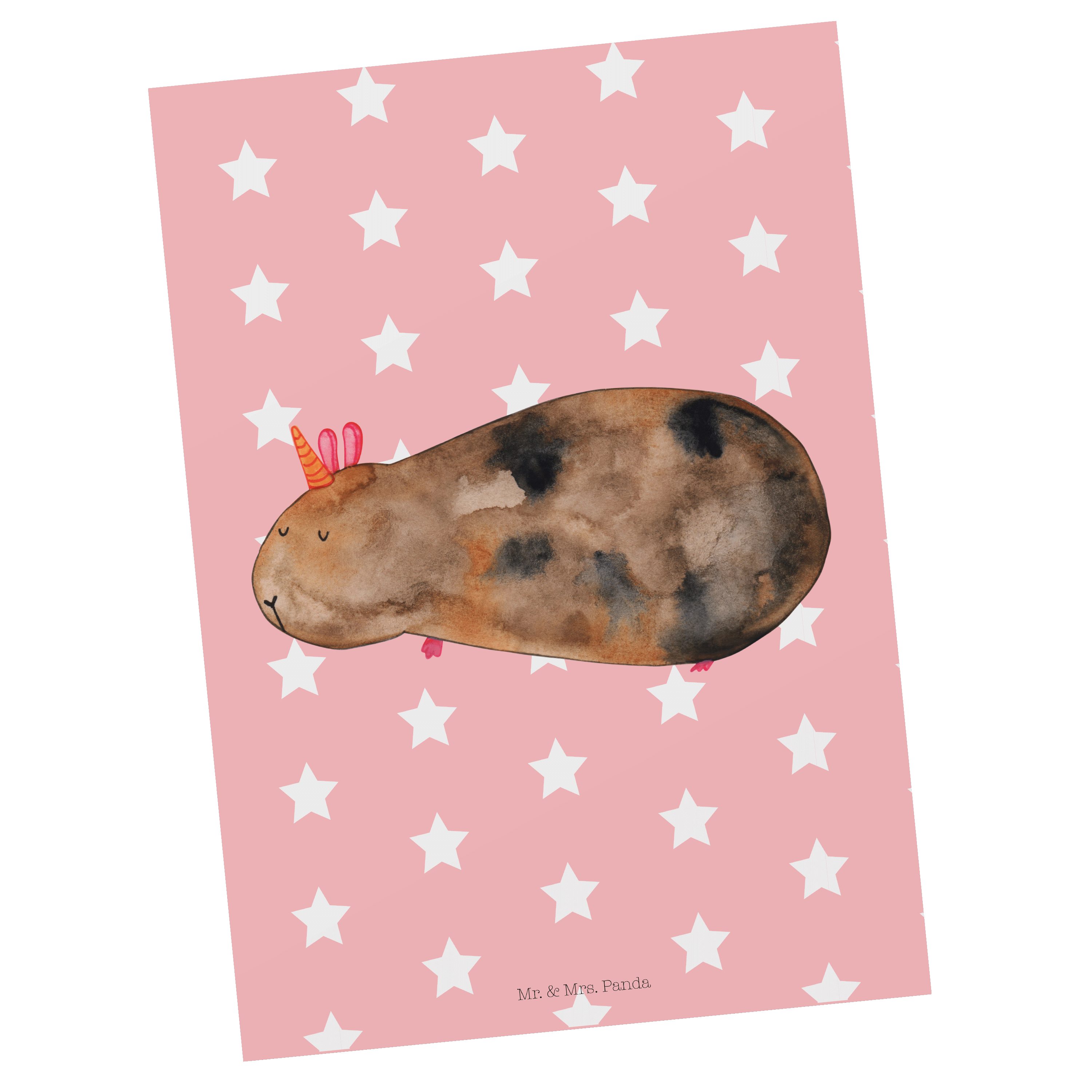 Mr. & Mrs. Panda Postkarte E - Meericorn, Einhorn, Meerhörnchen Geschenk, - Pegasus, Rot Pastell