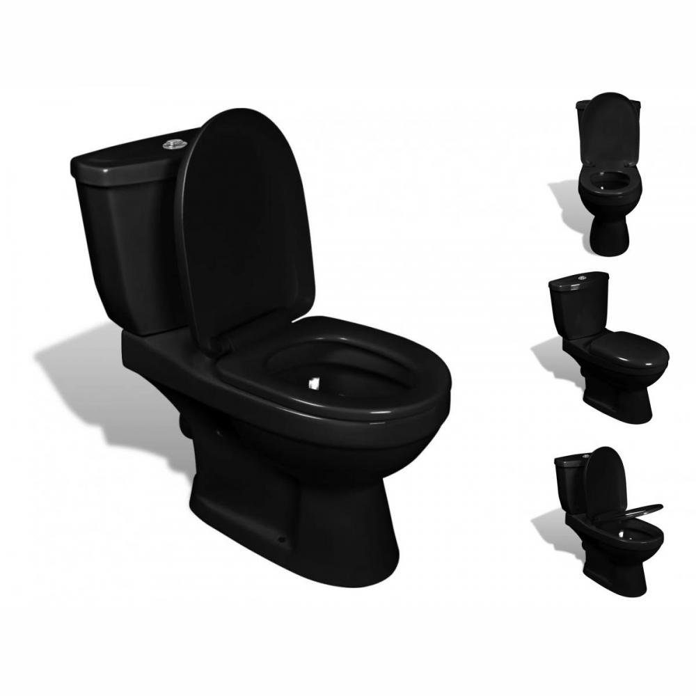 vidaXL Tiefspül-WC Toilette mit Spülkasten Schwarz