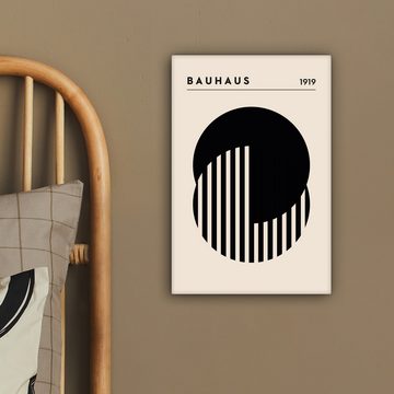 OneMillionCanvasses® Leinwandbild Bauhaus - Retro - Schwarz - Weiß - Abstrakt, Schwarz – Abstrakt (1 St), Leinwand Wandbild, Wanddekoration 20x30 cm