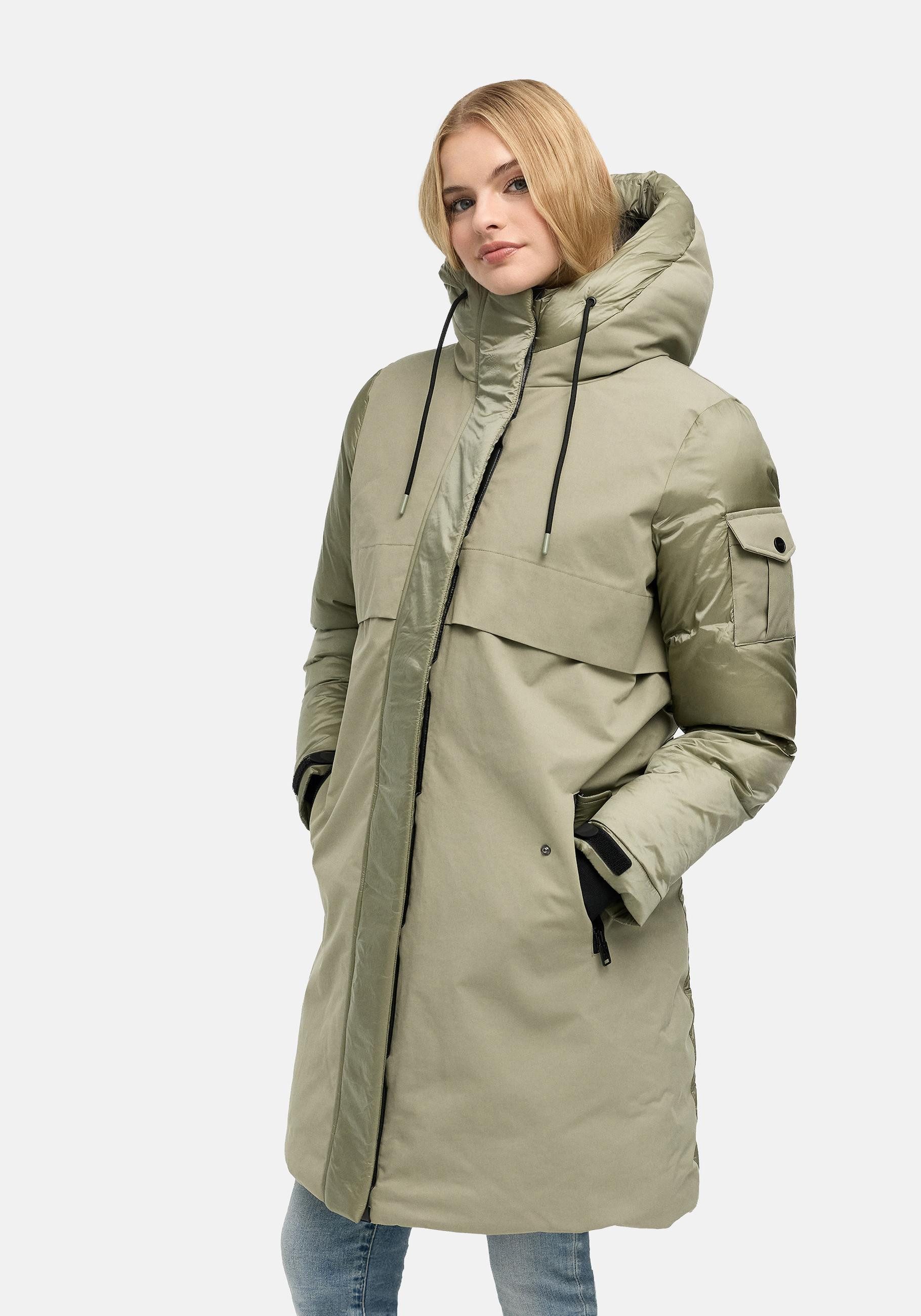 Navahoo Funktionsmantel Peakstorm 14 Modischer Damen Wintermantel aus Materialmix