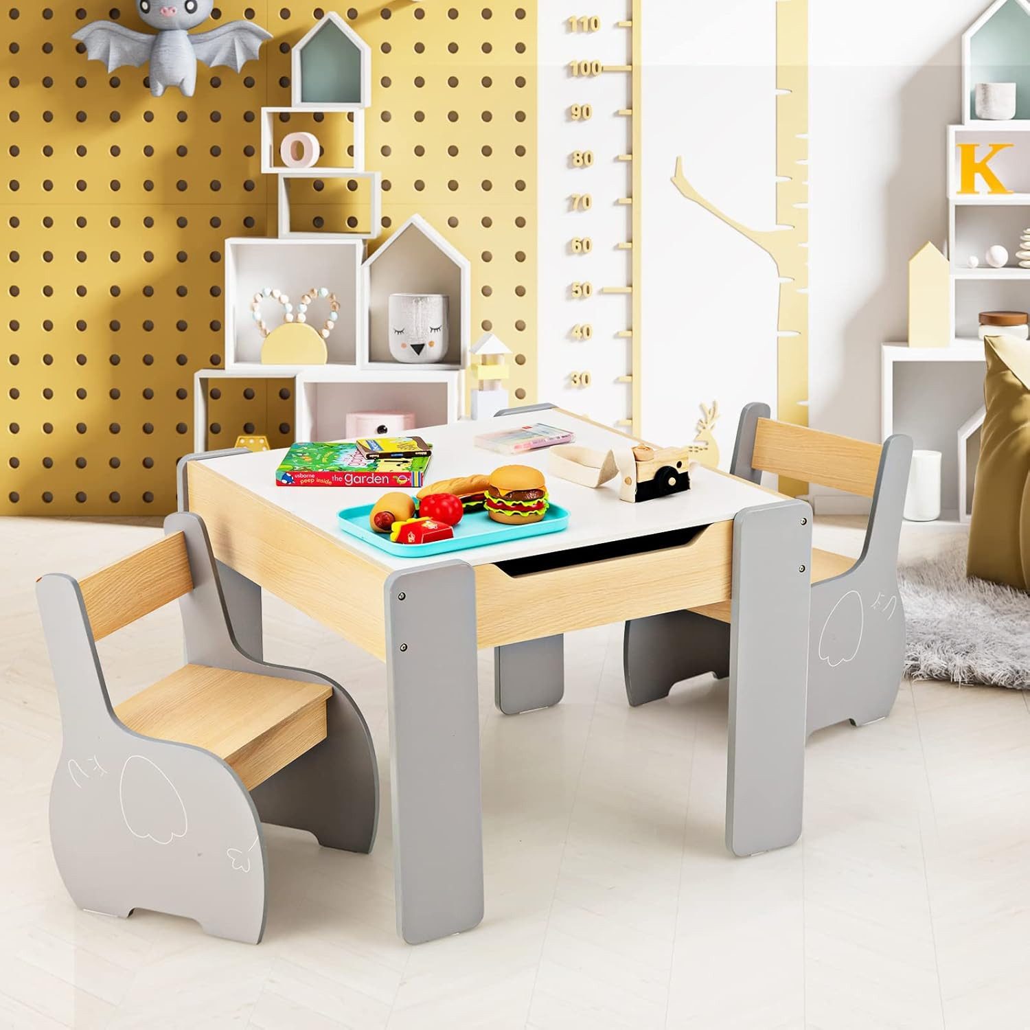 KOMFOTTEU Kindersitzgruppe Kindermöbel, (Set, 3-tlg), für Kinder ab 4 Jahren