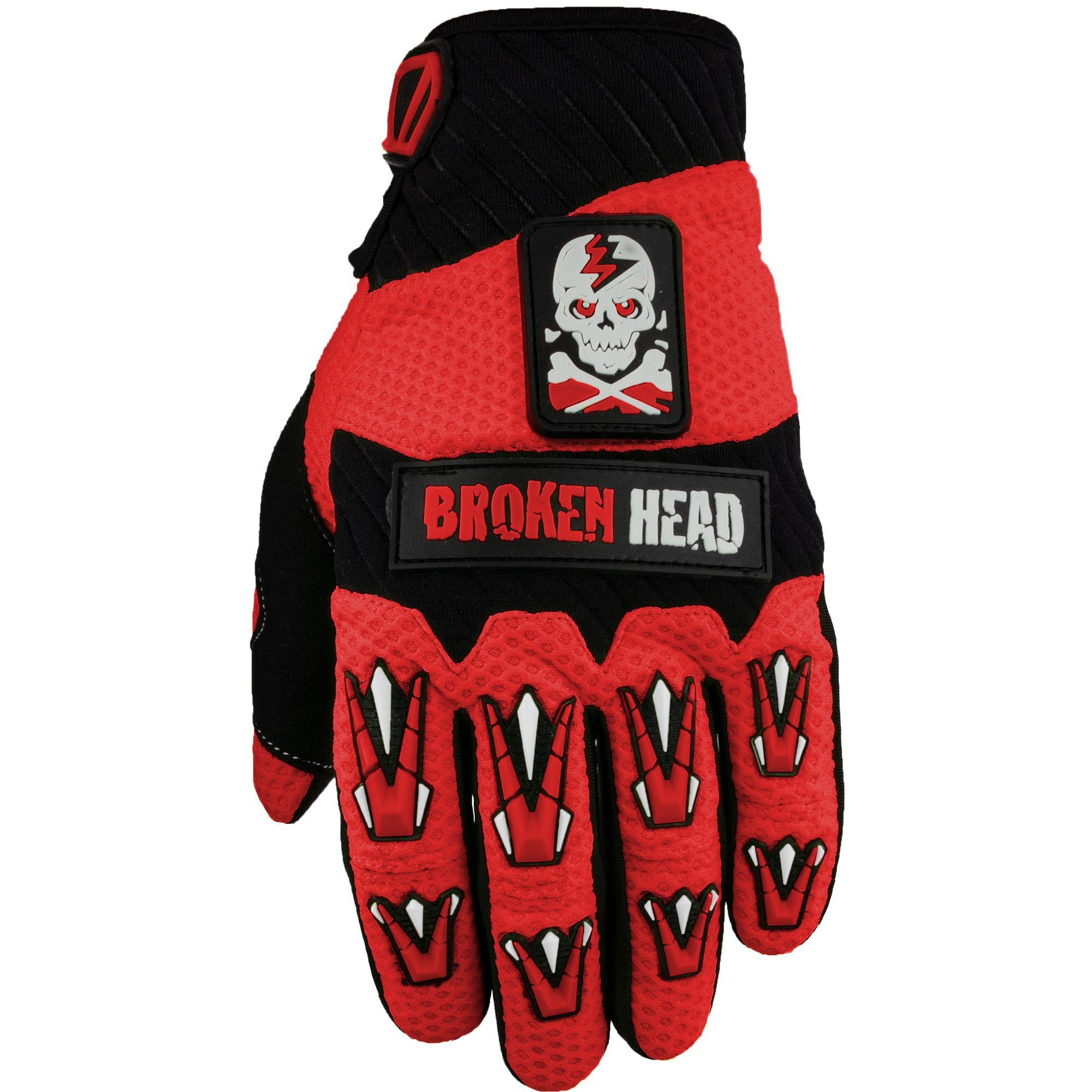 Broken Head Motorradhandschuhe Weiteneinstellung rot Faustschlag