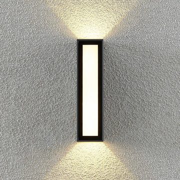 Prios LED Außen-Wandleuchte Loriava, LED-Leuchtmittel fest verbaut, warmweiß, Modern, Aluminiumdruckguss, Glas, dunkelgrau, 1 flammig, inkl.