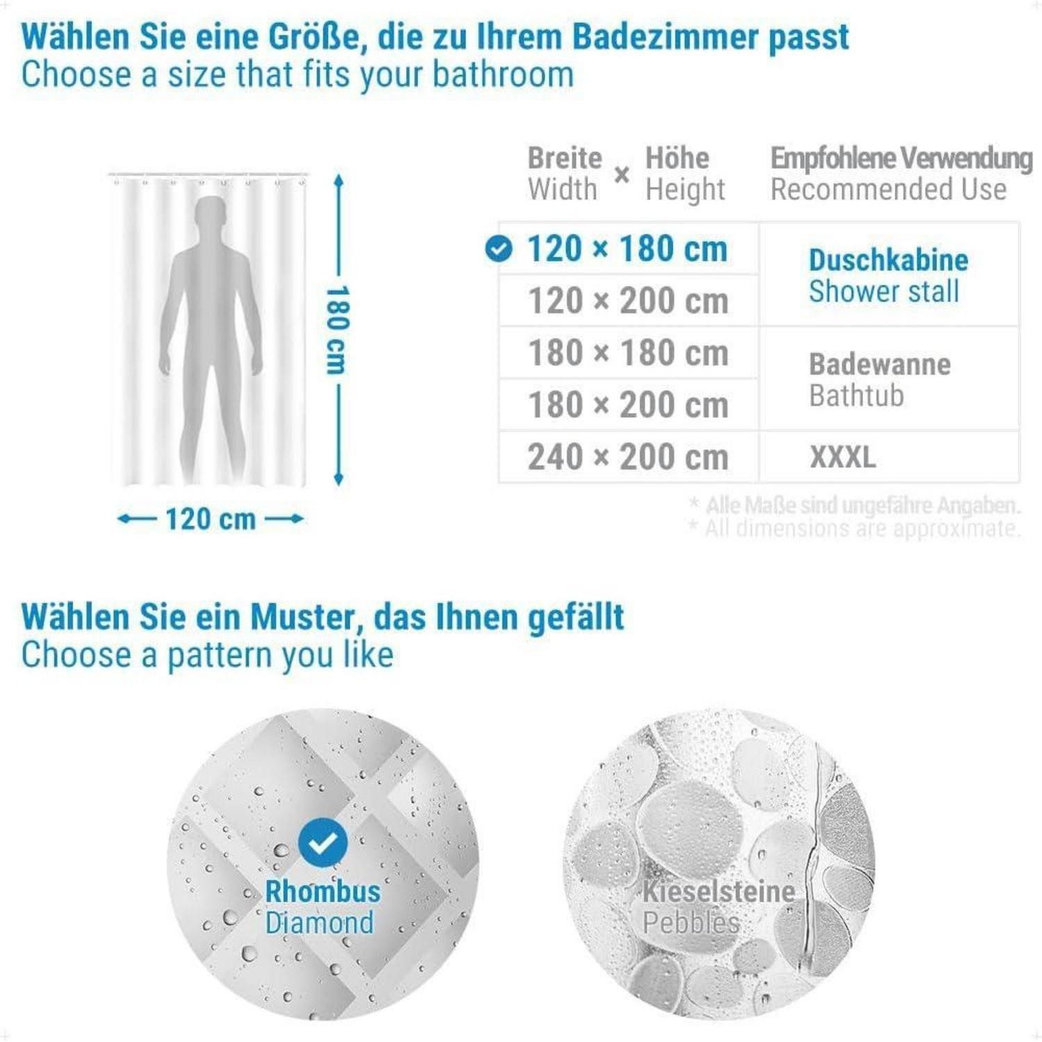 LuxusKollektion Duschvorhang Schmaler Duschvorhang 3D Rhombus Transparent 1 günstig online kaufen
