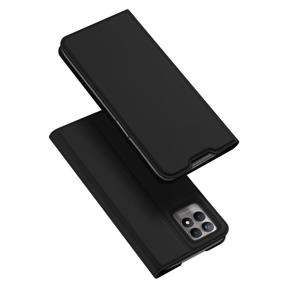 Dux Ducis Handyhülle Buch Tasche "Dux Ducis" für Realme 8i Schwarz 6,6 Zoll, Kunstleder Schutzhülle Handy Wallet Case Cover mit Kartenfächern