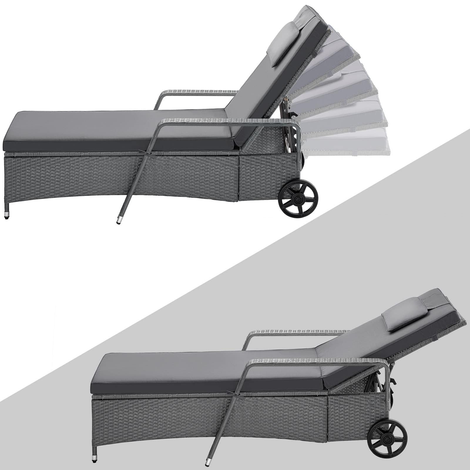 Casaria Gartenliege, 165kg Belastbar 7cm Auflage günstig online kaufen