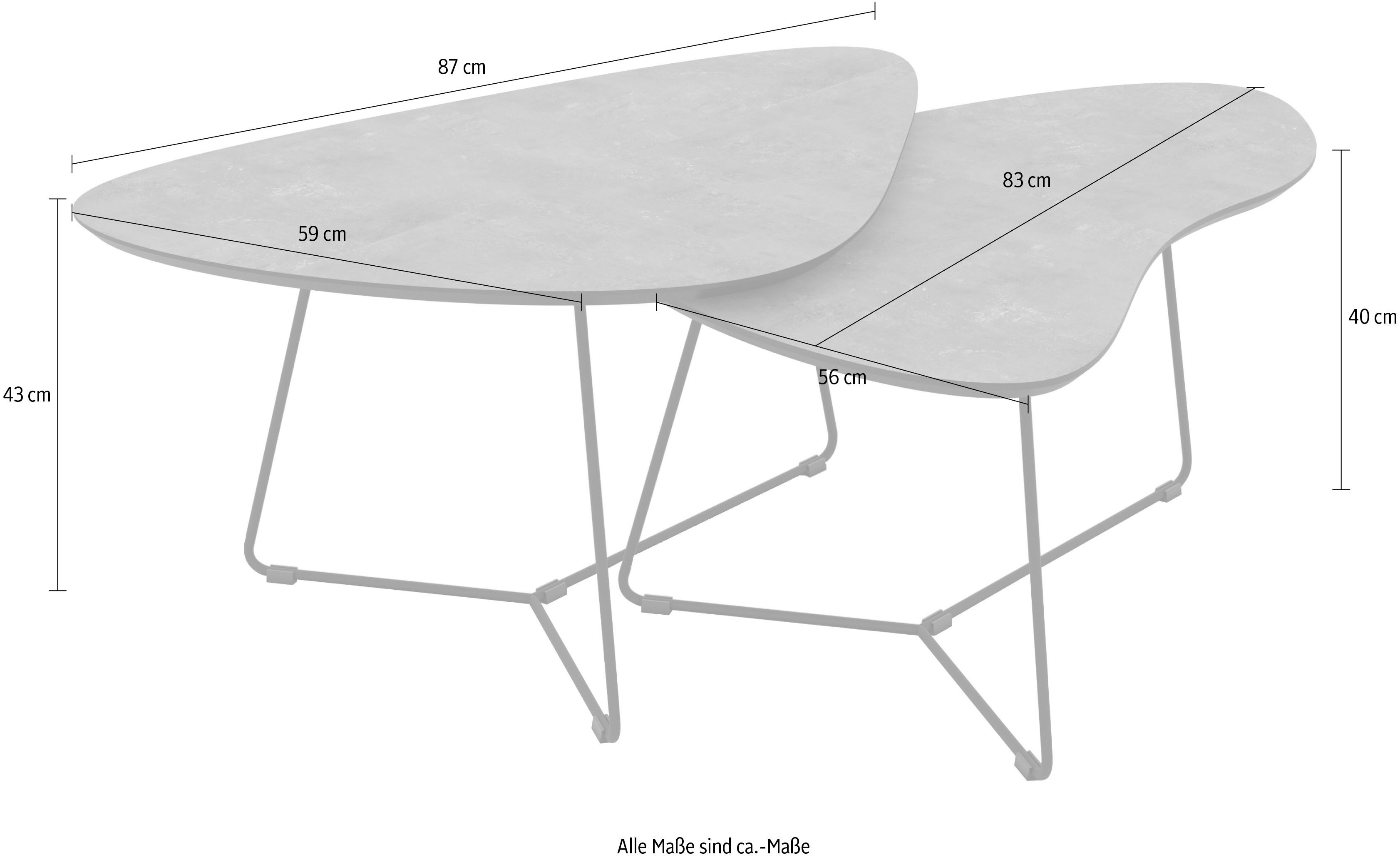 HELA Couchtisch PISA (Set, 2-St), 2er Set, Platten in Nierenform, gefräst, Schweizer Kante